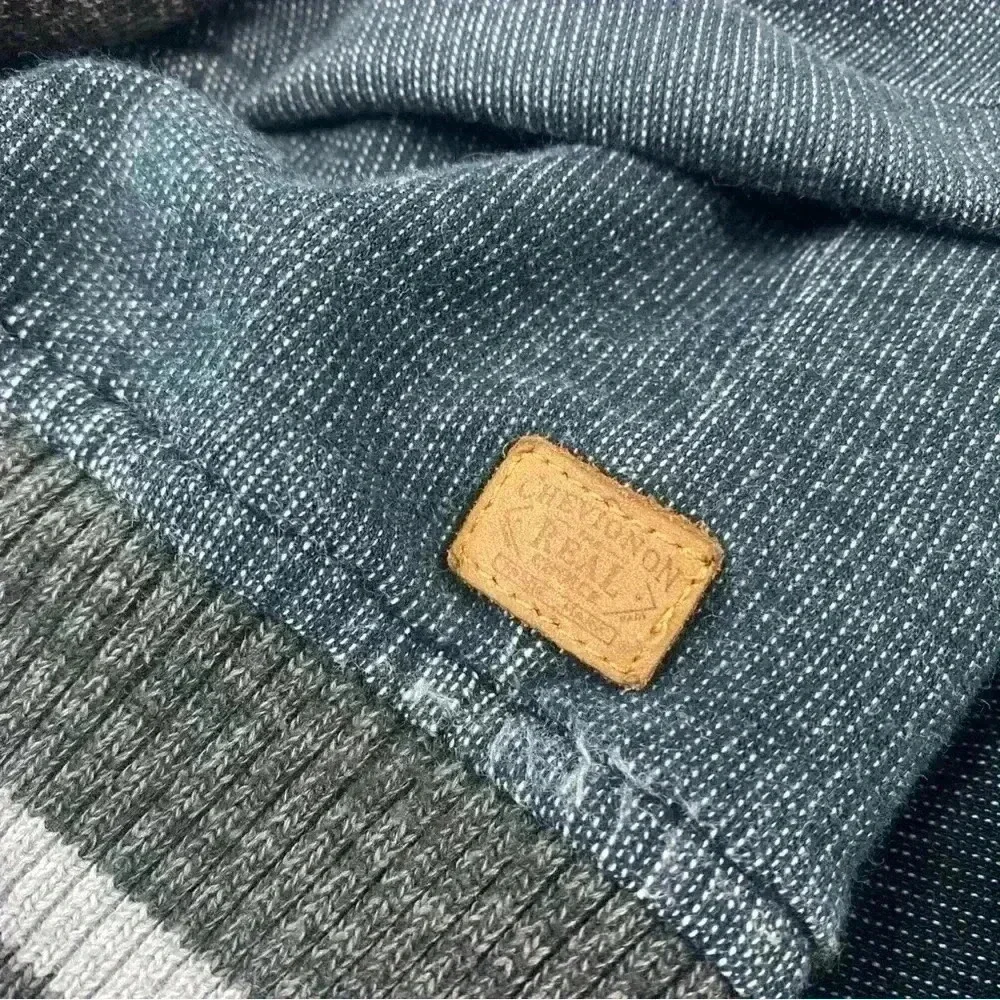 Chevignon Sweater Cardigan Blue &  Gray Winter Button Grey Warm Medium Jacket
